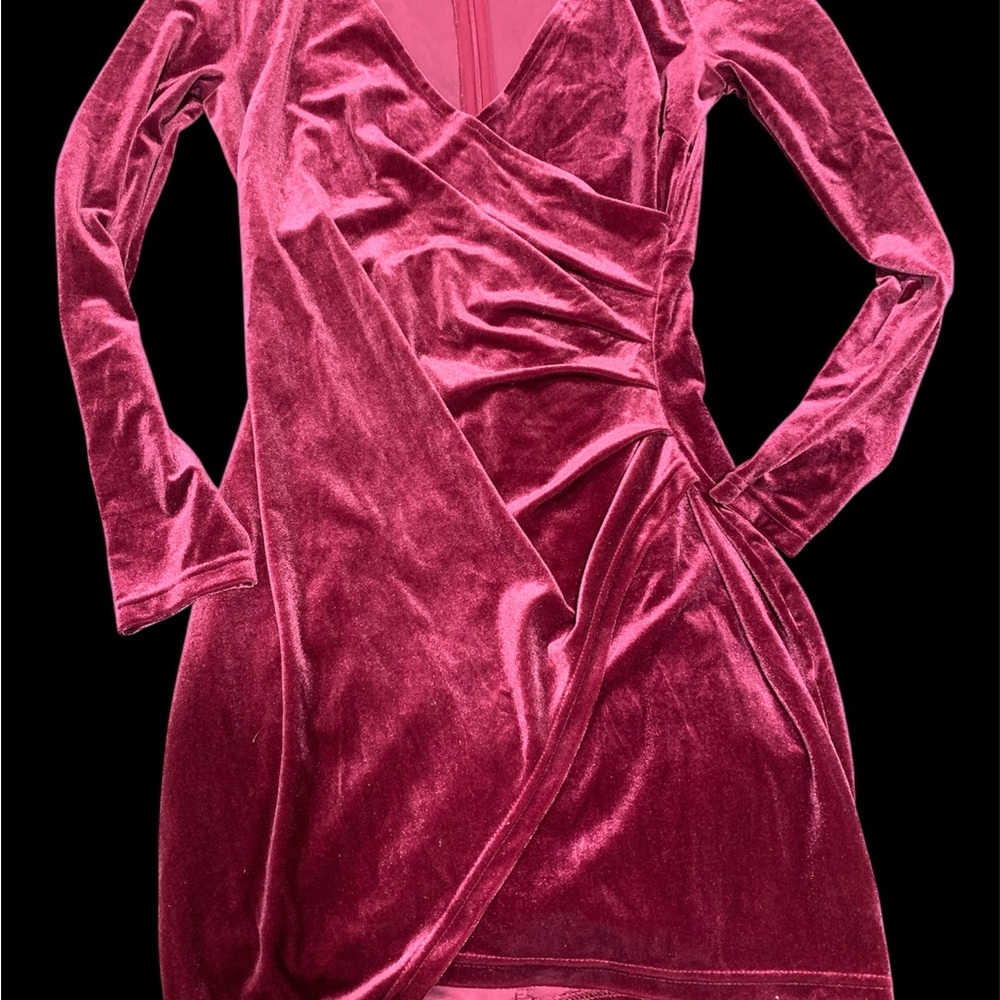 Simplee Apparel Pink Velvet Mini Dress